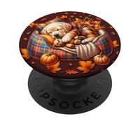 Aesthetic Dog Stuff Women Autumn Vibes with Fall Labrador PopSockets PopGrip Adhesivo