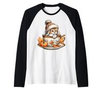 Aesthetic Fall Cat In Pumpkin Spice Coffee Mug For Autumn Camiseta Manga Raglan