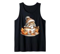 Aesthetic Fall Cat In Pumpkin Spice Coffee Mug For Autumn Camiseta sin Mangas
