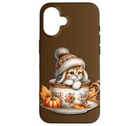 Aesthetic Fall Cat In Pumpkin Spice Coffee Mug For Autumn Carcasa para iPhone 16