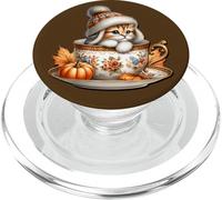 Aesthetic Fall Cat In Pumpkin Spice Coffee Mug For Autumn PopSockets PopGrip para MagSafe