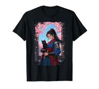 Aesthetic Girl Samurai Cat Anime Japonés Hombres Mujeres Niños Camiseta