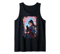 Aesthetic Girl Samurai Cat Anime Japonés Hombres Mujeres Niños Camiseta sin Mangas