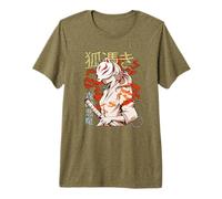 Aesthetic Japanese Kabuki Kitsune Mask Demon Samurai Girl Camiseta Premium