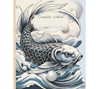 Aesthetic Koi Composition Notebook: College Ruled Writing Journal | Japanese Art Notebook with Waves | 110 Pages for School, Notes & Journaling (7.5 x 9.25)