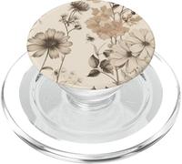Aesthetic Minimalist Wildflowers - Crema Neutra Floral para Mujer PopSockets PopGrip para MagSafe