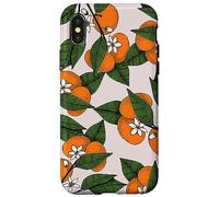 Aesthetic Orange Clementine on Branch Botanical Pattern Carcasa para iPhone X/XS