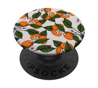 Aesthetic Orange Clementine on Branch Botanical Pattern PopSockets PopGrip Adhesivo