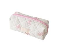 Aesthetic Pen Pouch - Bow Pattern Case, Compact Makeup Organizer, Durable Storage Holder, Portable Toiletry Bag With Easy Carry | Trendy Multi Purpose Organizer For College Student Travel Daily Use