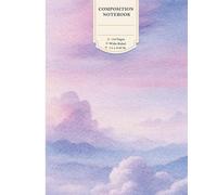 Aesthetic Purple Clouds Watercolor Composition Notebook: Wide Ruled Lined Paper for Students and Office - 110 Pages, 7.5 x 9.25 in - Dreamy Pastel Pink and Purple Sunset Sky Scenery Journal