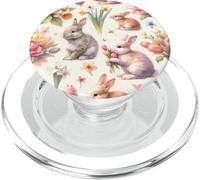 Aesthetic Spring Flower Patter Vintage Easter Bunny Rabbit PopSockets PopGrip para MagSafe