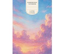 Aesthetic Sunset Sky Composition Notebook: Wide Ruled Lined Paper, 110 Pages, 7.5 x 9.25 in - Watercolor Pink and Purple Clouds Nature Scenery Journal for Students and Office
