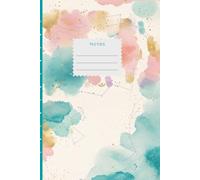 Aesthetic Watercolor Journal for Teen Girls and Young Women - Pastel Teal, Blush Pink, and Yellow Abstract Splash Design: 6" x 9" Lined Notebook with 100 Pages