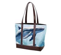 Aesthetic Whale-2069 - Bolso de cuero duradero lavado para mujer, con asa superior, bolsillos y cremallera, multicolor, (Multicolor 03), 33.8x12x31cm/13.3x4.7x12.2 in