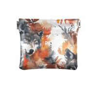 Aesthetic Wolf Safari Maple Leaf - Monedero de cuero para mujer, accesorios de viaje prácticos para mujer y niña, diseño estético de lobo safari, hoja de arce, talla única, moderno, Hoja de arce de