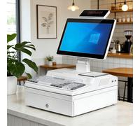 AETEREOS Caja Registradora Inteligente, Sistemas Tpv Todo en Uno para Comercio Minorista, Pantalla Multitáctil de 15,6" + Impresión de Alta Velocidad de 58 Mm + Cajón Portamonedas Metálico Grey