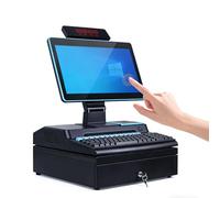 AETEREOS Terminal Caja Registradora con Pantalla Táctil para Comercio Minorista, Terminal TPV con Cajón Portamonedas,Teclado E Impresora para Oficinas y Restaurantes Blue