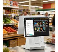 AETEREOS Terminal TPV con Pantalla táctil 15,6 Pulgadas para Caja registradora, cajero para supermercados, CPU I5, 8 GB de RAM, SSD de 128 GB, para Comercio minorista, Catering Dual-Screen