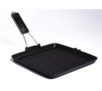 Aeternum Grill Petravera (placa para parrilla) de hierro fundido con mango plegable, apta para inducción, 28 x 28 cm