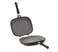 Aeternum Parrilla doble para pedestal, 2 placas para parrilla modulares, también se pueden utilizar individualmente, apta para inducción, 32 x 24 cm