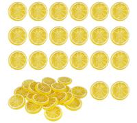 AetherAurora 20 Piezas Rodajas de Limón de Plástico Artificiales, 6 cm x 8 mm, Rebanada Falsa del Limón, para Fiesta Cocina Boda Centro Mesa Manualidades DIY Accesorio Fotográfico (Amarillo)