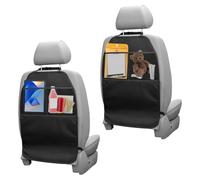 AetherAurora Protector Asiento Coche Respaldo con 2 Bolsillos de Malla, 2 Pieza Protector Silla Coche Bebe Universal Impermeable Antisuciedad Organizador Asiento Coche para Cachorro Bebe, Negro