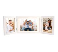 AetherAurora Triple Bisagra Marcos de Fotos Plegable Marco 3 Fotos,10x15cm &15x20cm, Portafotos Múltiple Plegable con Panel Cristal, Regalos de Boda, para Bodas, Regalos Familiares y Amigos (Blanco)