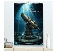 Aetherion - Die versunkene Stadt (hochwertiger Premium Wandkalender 2027 DIN A2 hoch), Kunstdruck in Hochglanz: Mystische Unterwasserwelt im Steampunk-Stil