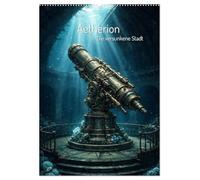 Aetherion - Die versunkene Stadt (Wandkalender 2027 DIN A2 hoch), CALVENDO Monatskalender: Mystische Unterwasserwelt im Steampunk-Stil