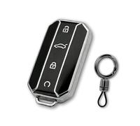 AetherPeak Funda para llave de coche para Chery Omoda y Jaecoo, funda de TPU con 4 botones, protector inteligente con accesorios de llaveros, se adapta a Jaecoo J7 Jaecoo 5 Luxury 2025-2026 (negro