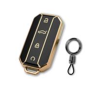 AetherPeak Funda para llave de coche para Chery Omoda y Jaecoo, funda de TPU con 4 botones, protector inteligente con accesorios para llaveros, se adapta a Jaecoo J7 Jaecoo 5 Luxury 2025-2026 (oro