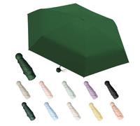 Aethryon Mini paraguas de viaje, lluvia o sol para exteriores, sombrilla portátil, protección UV, paraguas de bolsillo portátil de viaje, (redondo), verde oscuro