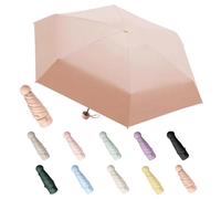 Aethryon Mini paraguas de viaje, lluvia o sol para exteriores, sombrilla portátil, protección UV, paraguas de bolsillo portátil de viaje, (redondo), Polvo de pomelo