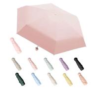 Aethryon Mini paraguas de viaje, lluvia o sol para exteriores, sombrilla portátil, protección UV, paraguas de bolsillo portátil de viaje, (redondo), rosa