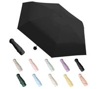 Aethryon Mini paraguas de viaje, lluvia o sol para exteriores, sombrilla portátil, protección UV, paraguas de bolsillo portátil de viaje, (redondo), negro