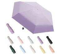 Aethryon Mini paraguas de viaje, lluvia o sol para exteriores, sombrilla portátil, protección UV, paraguas de bolsillo portátil de viaje, (redondo), morado