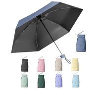 Aethryon Mini paraguas de viaje, paraguas pequeño UV, paraguas de bolsillo, paraguas plegable, paraguas de bolsillo portátil, sombrilla portátil, (apartamento), Haze azul, 14 cm