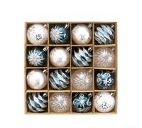 Aetluxery 16 adornos de bolas de árbol de Navidad de 6 cm, bolas de plástico inastillables con lazo para colgar para decoración de interiores, juego de colores surtidos (D)