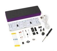 Aetluxery Kit de soldadura de reloj digital colorido con pantalla RGB, funciones de fecha de 4 dígitos, opciones de sonido de alarma, control de luz, memoria y reloj (morado)