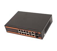 Aeun Conmutador PoE, 2x1000M SFP Enchufe Europeo 100-240V 2x1000M Puerto de Enlace Ascendente Diseño sin Ventilador Conmutador PoE de 10 Puertos para Computadora