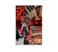 AEUYWQHKEKG Póster de jazz estético vintage para pared, lienzo, pintura decorativa para sala de estar, dormitorio, decoración de 40 x 60 cm, estilo sin marco