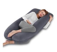 Aevcvok Almohada Embarazada - Almohada de Embarazo Grande - Almohada de Cuerpo Completo en Forma de U - Almohada de Maternidad con Funda de Terciopelo Extraíble y Lavable - Gris Oscuro