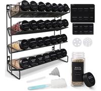 Aevcvok Especieros para Cocina, 28 Botes Especias Cristal, Organizador Especias Cocina, Estante para Especias, Spice Rack con 308 Etiquetas