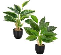 Aevcvok Planta Artificial Hoja Perenne en Maceta, 37cm Plantas Artificiales Interior de Plástico Interiores Exteriores Hogares Oficinas Jardines Dormitorio Mesas Escritorios,B
