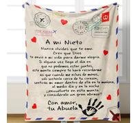 Aevmsor Manta Personalizada para mi Nieto de la Abuela, Manta De Franela, El ánimo Y El Amor Positivos De Abuela para Mi Nieto, Edredones con Letras Impresas, Regalos de cumpleaños Navidad Español