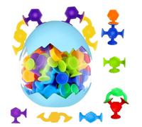 Aevorant Juego de 48 Ventosas en Huevo de saurio - Juguete a Partir de 3 años con 6 Colores y 7 Formas para Eulación Sensorial, Construcciones Creativas y Entretenimiento en Viajes
