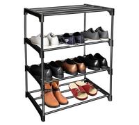 Aevorine Zapatero de 4 Niveles, Estantería de Metal para 8 Pares de Zapatos, Zapatera de Almacenamiento, Estantería de Zapatos Apilable para Entrada, Baño, Sala de Estar, Armario (Negro)