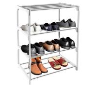 Aevorine Zapatero de 4 Niveles, Estantería de Metal para 8 Pares de Zapatos, Zapatera de Almacenamiento, Estantería de Zapatos Apilable para Entrada, Baño, Sala de Estar, Armario (Plata)
