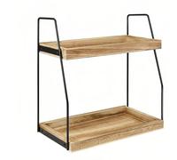 AevQuas Organizador de estación de café de 2 niveles para encimera, organizador de accesorios de barra de café de madera, organizador de estante de condimentos de café para cocina, hogar, oficina