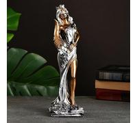 AEVVV Divine Fortune - Estatua de la diosa Fortuna - Acabado dorado y plateado - Figura interior hecha a mano para decoración del hogar - Escultura coleccionable de 11.4 pulgadas